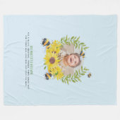 予算新生児写真贈り物ひまわりミツバチ フリースブランケット (正面(横))
