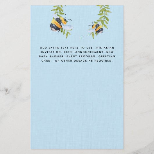 予算新生児写真贈り物ひまわりミツバチ 便箋 (裏面)