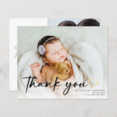 予算新生児写真金ゴールドハートサンキューカード (正面/裏面)