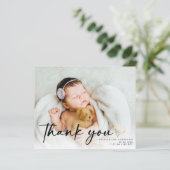 予算新生児写真金ゴールドハートサンキューカード (スタンド正面)