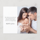 予算新生児写真金ゴールドハートサンキューカード (裏面)