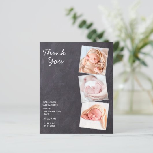 予算新生児写真Chalkboardシャワーサンキュー (スタンド正面)