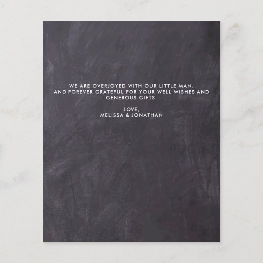 予算新生児写真Chalkboardシャワーサンキュー (裏面)