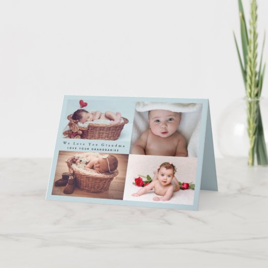 予算新生児発表写真コラージュ カード (正面)