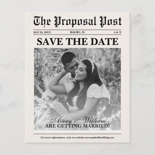 予算新聞フォトウェディング日付を保存 チラシ (正面)