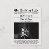 予算新聞結婚の写真サンキューカード (正面/裏面)