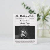 予算新聞結婚の写真サンキューカード (スタンド正面)