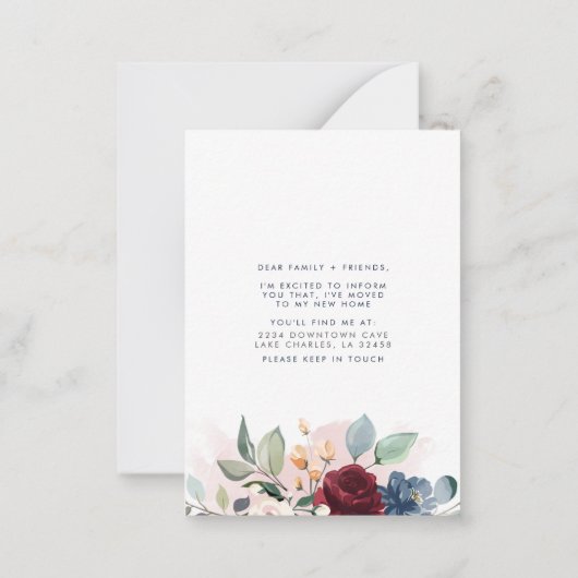 予算新規所在地フローラの引越し案内 ノートカード (裏面)