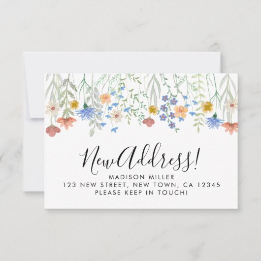予算新規所在地ワイルドフラワーズムービングアナウンス ノートカード (正面)