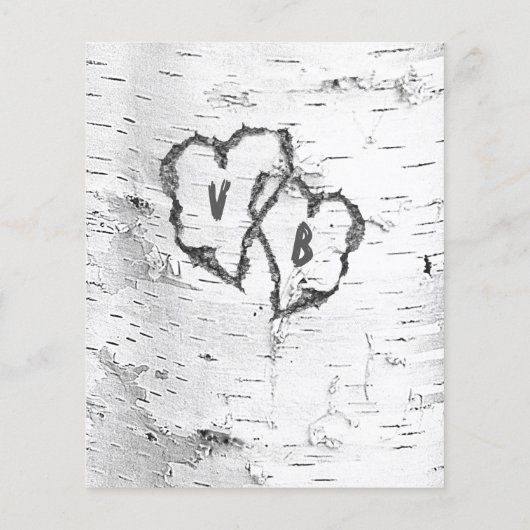 予算日付の保存樺の木ハート写真垂直 チラシ (裏面)