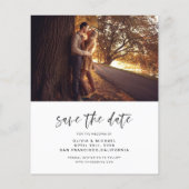 予算日付を保存する手書き結婚のフォトフライ チラシ (裏面)