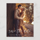 予算日付を保存する手書き結婚のフォトフライ チラシ (正面)