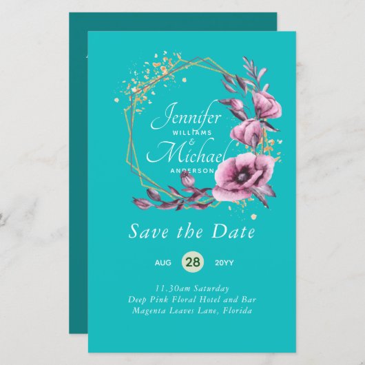 予算日付を保存マゼンタフローラリース (正面/裏面)