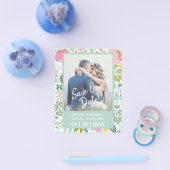 予算春の結婚式フローラの緑の写真救の日付 チラシ (シングル)