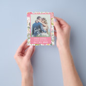 予算春の結婚式フローラピンクの写真救の日付 チラシ (手)