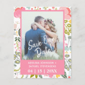 予算春の結婚式フローラピンクの写真救の日付 チラシ (正面)