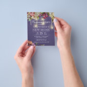 予算春フローラ引っ越し祝いパーティーパーティの招待状 チラシ (手)