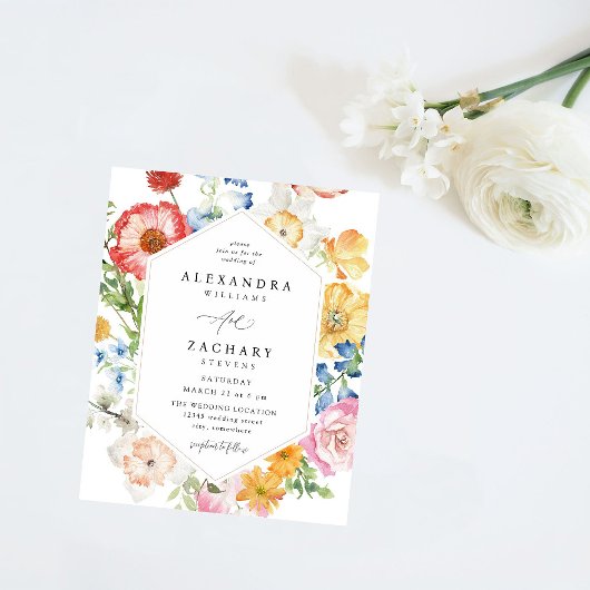 予算春数々のカラー花模様結婚 チラシ