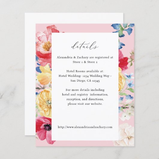 予算春数々のカラー花模様詳細 – ピンク (正面/裏面)