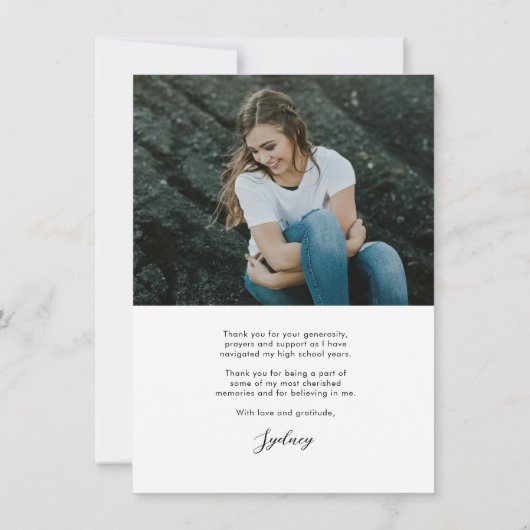 予算書道台本2枚の写真卒業 サンキューカード (裏面)