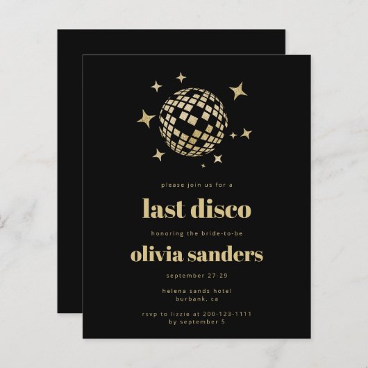 予算最後のディスコバチェロレッテ招待状 (正面/裏面)