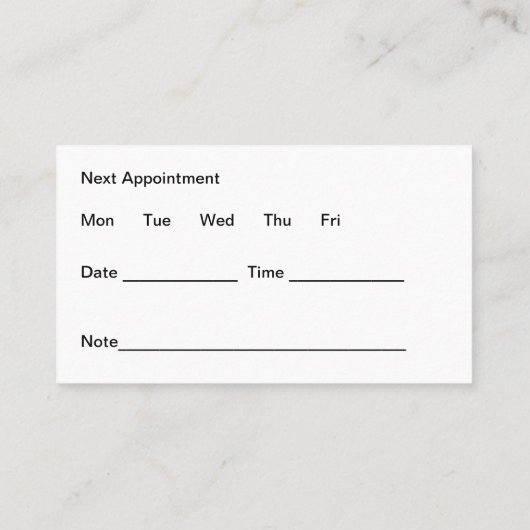 予算最高の歯科アポイントメント名刺 名刺 (裏面)