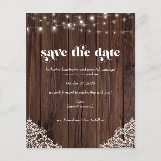 予算木材ストリングライトレース日付の保存 (裏面)