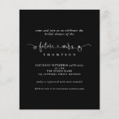 予算未来ミセスブライダルシャワー白黒招待状 (正面)