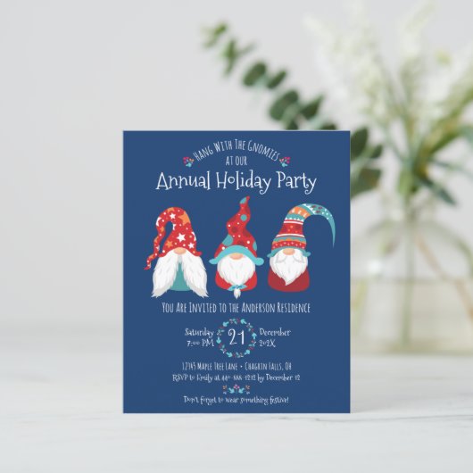 予算格言クリスマスホリデーパーティブルー招待状 (スタンド正面)