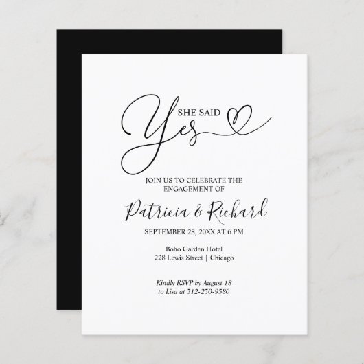 予算案のYes婚約パーティ発表 (正面/裏面)