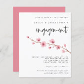 予算桜さくらんぼブロッサム婚約招待状 (正面/裏面)