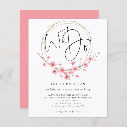 予算桜花模様We Do結婚式招待状 (正面/裏面)