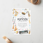 予算楽器音符誕生日 ノートカード (正面/裏面インサイチュ)