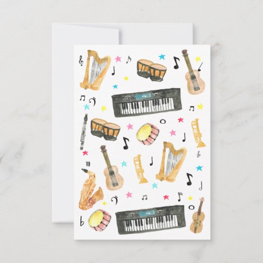予算楽器音符誕生日 ノートカード (裏面)