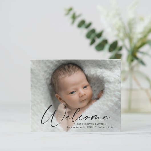 予算歓迎ベビー写真サンキューカード (スタンド正面)