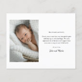 予算歓迎ベビー写真サンキューカード (裏面)