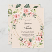 予算水カラーフローラ婚約招待。 (正面/裏面)