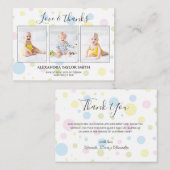 予算水玉模様写真ベビーサンキューカード ノートカード (正面/裏面)