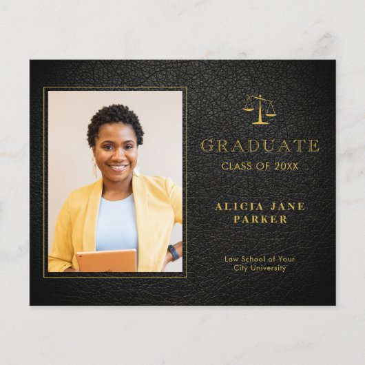 予算法科卒業写真の発表 チラシ (正面)