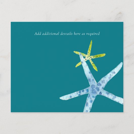 予算海洋生物ビーチ結婚海のSavetheDate (裏面)