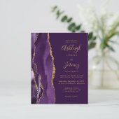 予算深いパープルアガテ金ゴールド結婚式招待状 (スタンド正面)