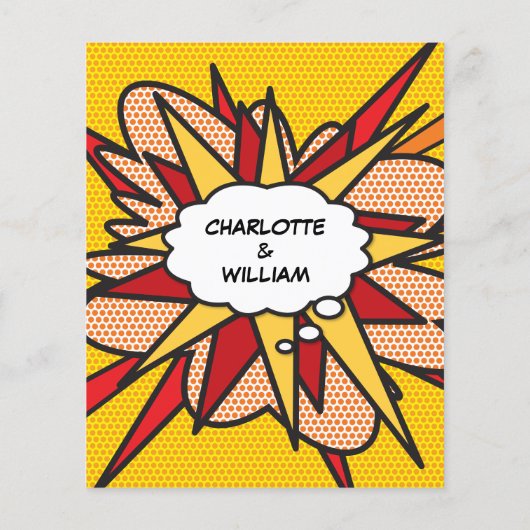 予算漫画ブックアポップ・アートのート結婚式招待状 (裏面)