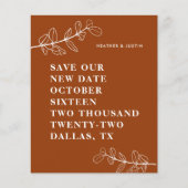 予算燃えたオレンジ色のテラコッタ日付を保存 (正面)