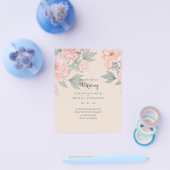 予算牡丹ピンクのセージ桃の結婚式の招待 チラシ (シングル)