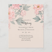 予算牡丹ピンクのセージ桃の結婚式の招待 チラシ (正面)