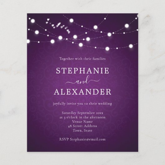 予算王室の文字列ライトハートパープル結婚ズ (正面)