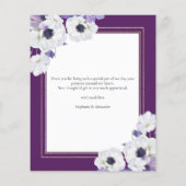 予算王室の紫フローラサンキューカード (裏面)