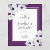 予算王室の紫フローラQRコード招待状 (正面)