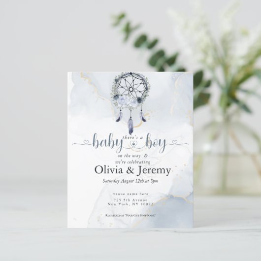 予算男の赤ちゃんオンザウェイダスティブルードリームキャッチャー (スタンド正面)