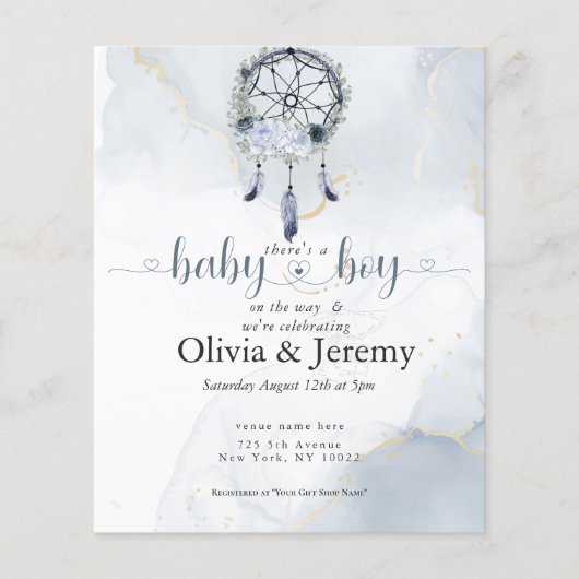 予算男の赤ちゃんオンザウェイダスティブルードリームキャッチャー (正面)